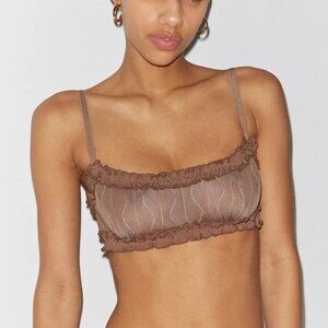 NWT UO Out From Under Make Waves Brown Scoop Ruffle Bralette